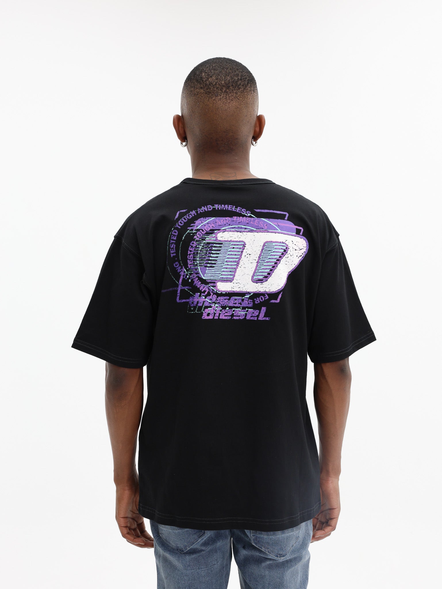 Diesel T-Shirt Flocked Logo Graphics Black
